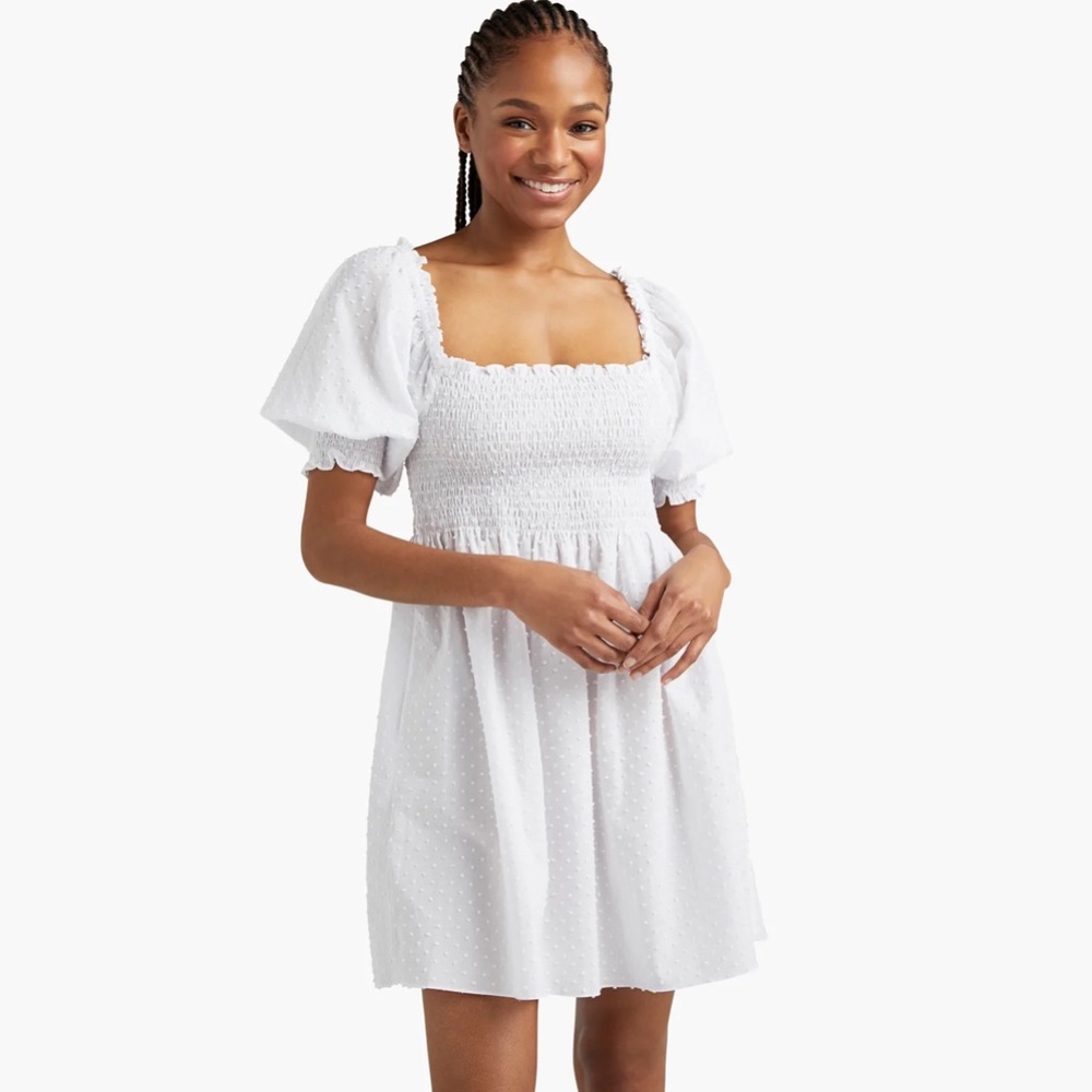 Hill House Athena Nap Dress in Sheer White Swiss Dot